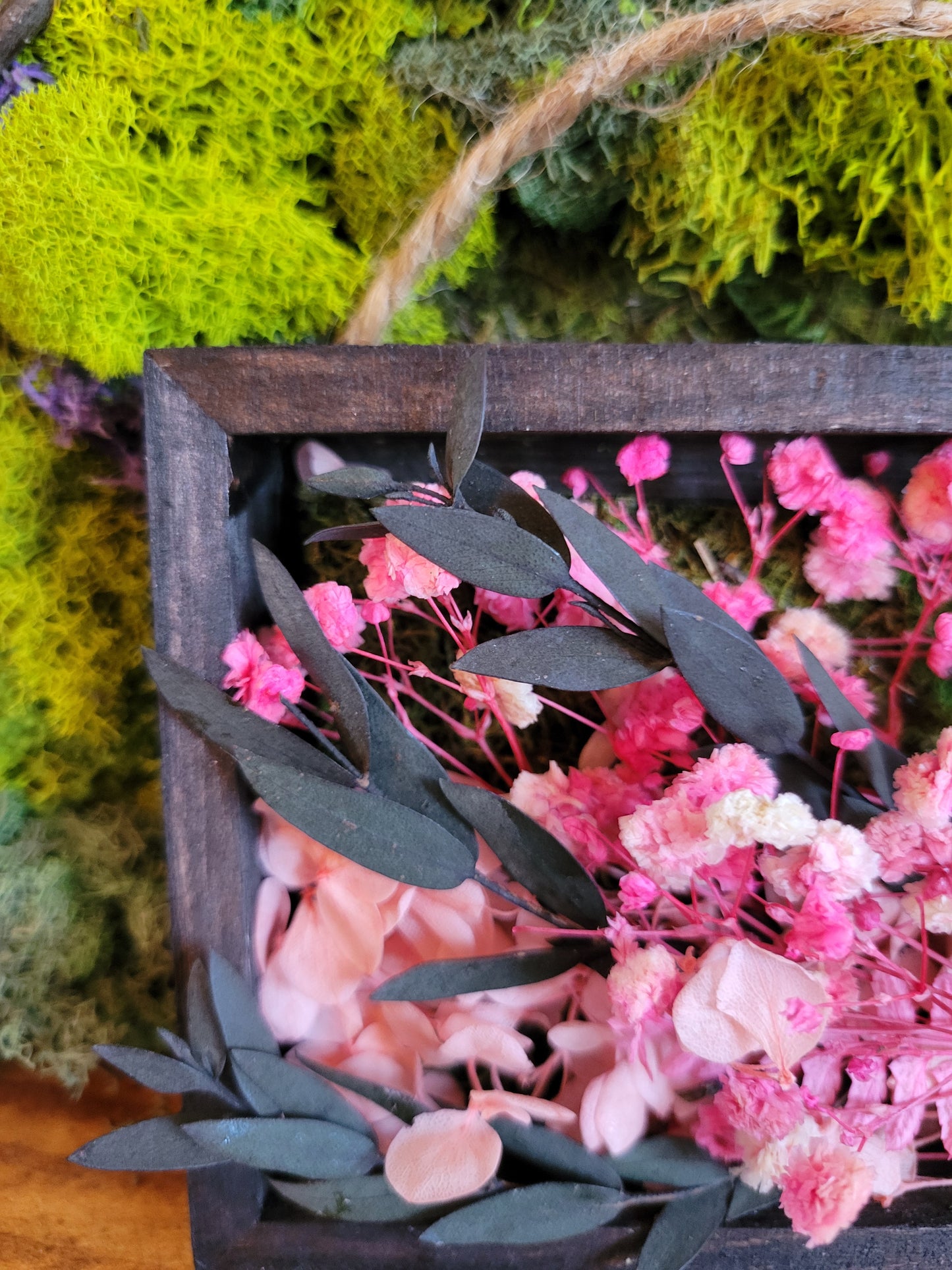 Pressed Flower Shadow Box | Pink Purple Botanical Wall Art